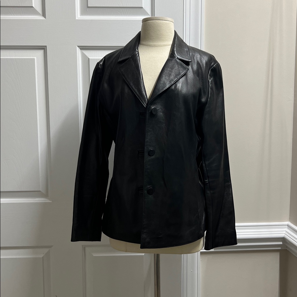 212 America Black Leather Jacket Size Large L